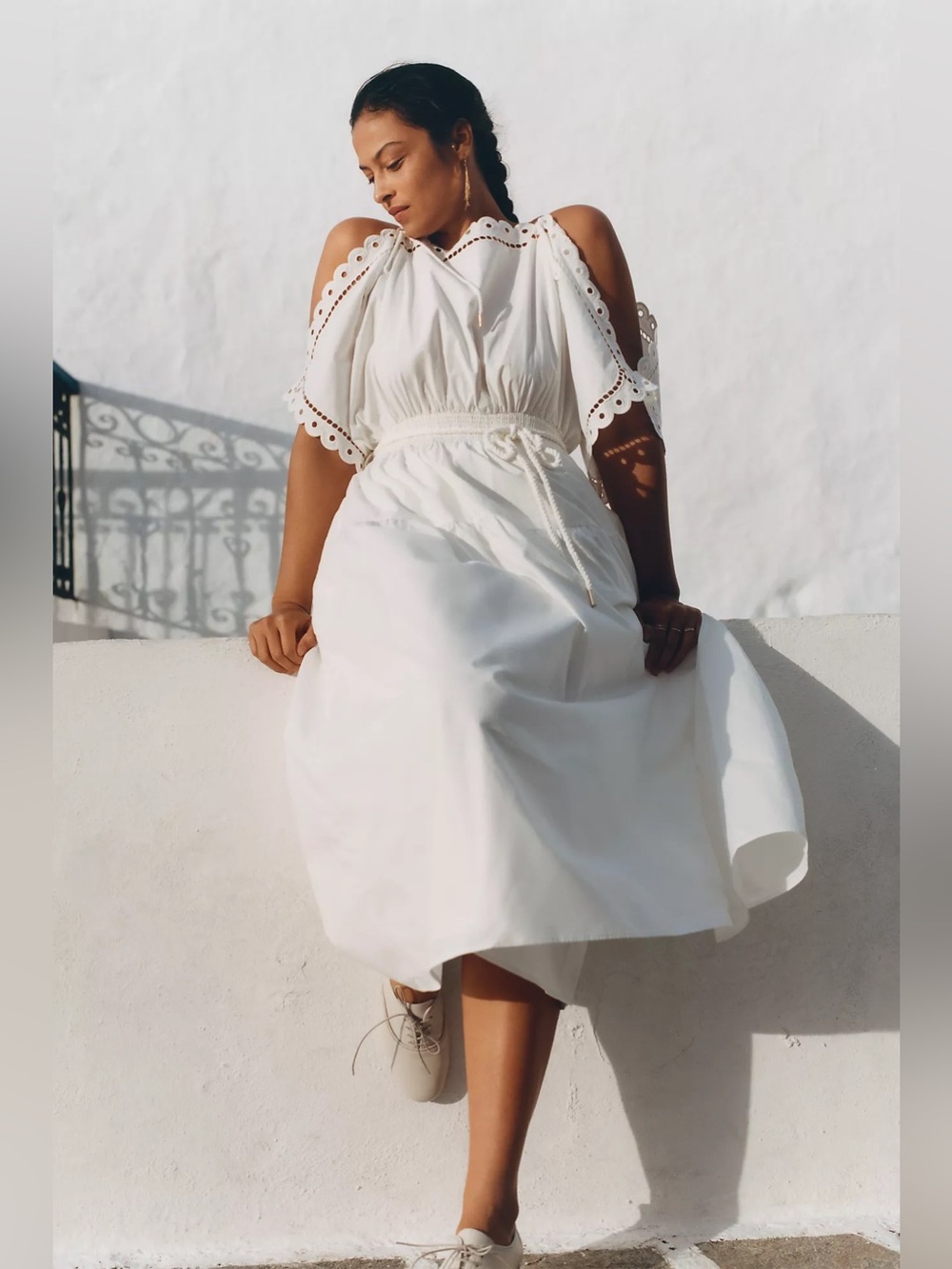 Anthropologie Mare Mare Cold-Shoulder Eyelet Midi Dress S NWT